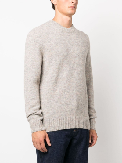 Apc Crew-neck Wool-blend Jumper In Neutrals