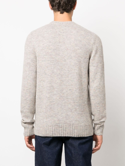 Apc Crew-neck Wool-blend Jumper In Neutrals