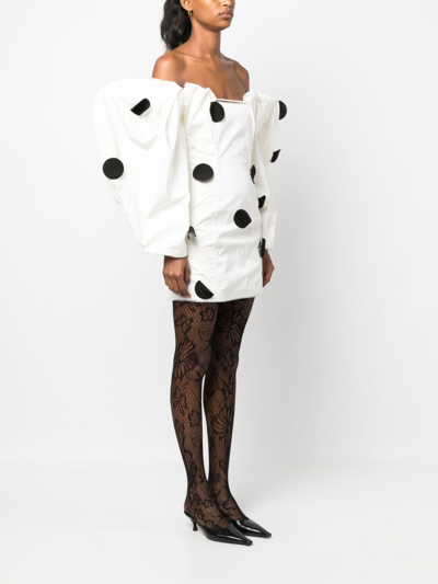Jacquemus Mini Darling Polka Dot Dress In White