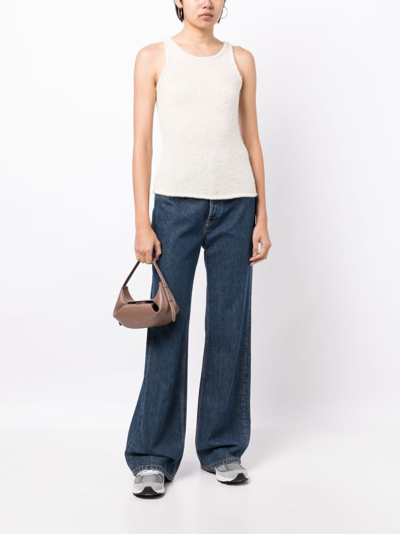 Low Classic Sleeveless Fleece Knitted Top In White
