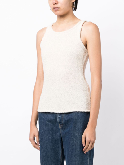 Low Classic Sleeveless Fleece Knitted Top In White