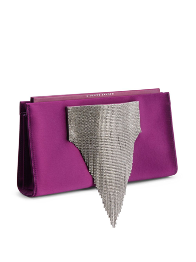 Shop Giuseppe Zanotti Josiane Crystal-embelishment Clutch Bag In Purple