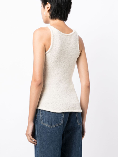 Low Classic Sleeveless Fleece Knitted Top In White