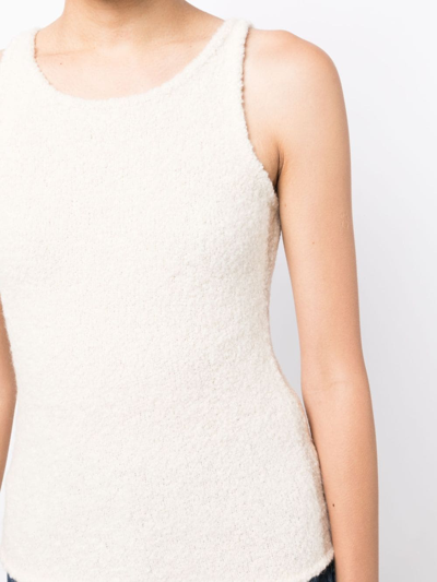 Low Classic Sleeveless Fleece Knitted Top In White