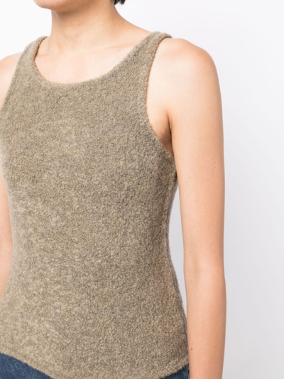 Low Classic Sleeveless Fleece Knitted Top In Green