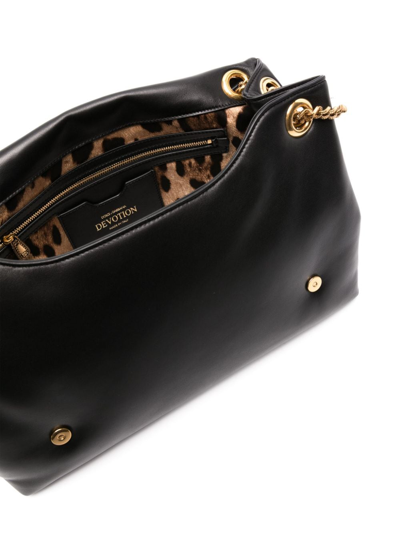 Dolce & Gabbana Medium Devotion Soft Leather Shoulder Bag In Black