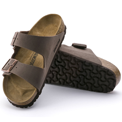 Shop Birkenstock Arizona Birkibuc Sandals In Mocha