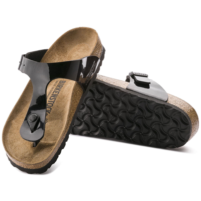 Shop Birkenstock Women Gizeh Birko-flor Patent Sandals In Black Patent