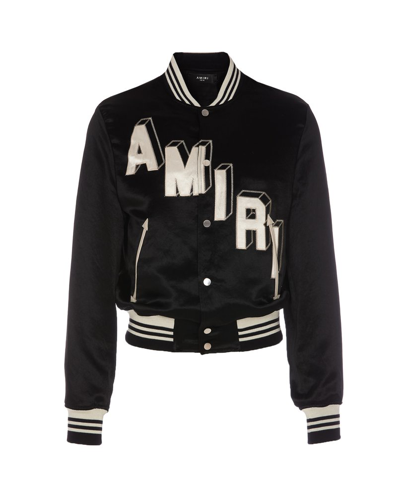 Shop Amiri Logo Embroidered Long Sleeved Jacket In Black
