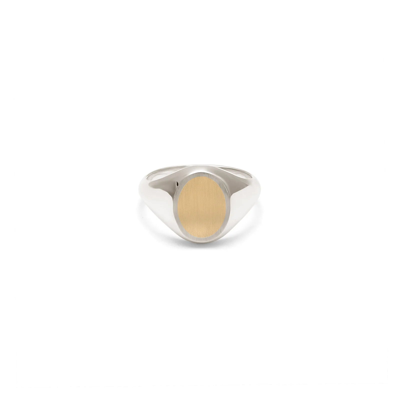 Shop Maor Meek Ring Oval Top In Silver And Yellow Gold In Silver Gold