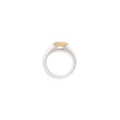 Shop Maor Meek Ring Oval Top In Silver And Yellow Gold In Silver Gold