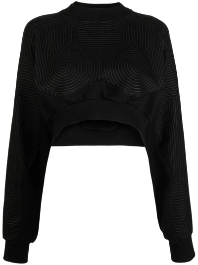 Shop Off-white Off White Women Vortix Crop Sweatshirt In Black Black