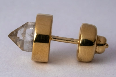 Shop Parts Of Four Stud Earring (9mm, Herkimer Spike, Yga+her) In Sterling Bright Gold