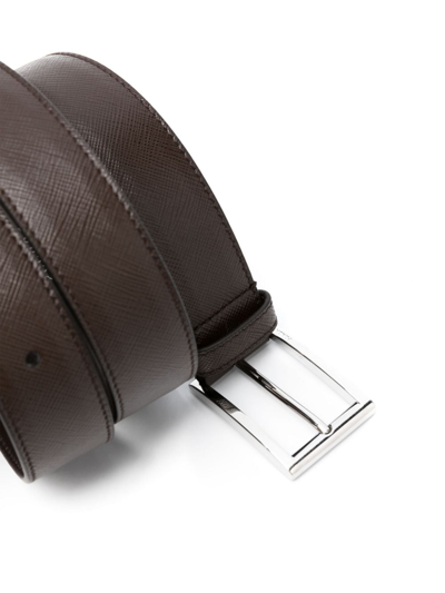 Prada Saffiano Leather Belt In Braun