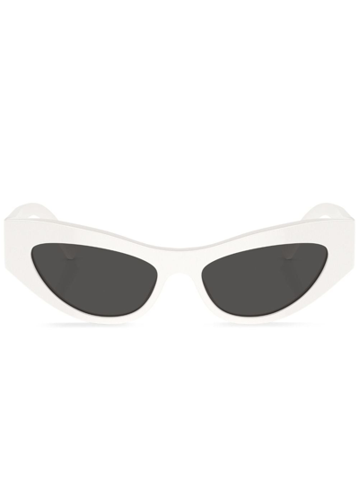 Shop Dolce & Gabbana Oval-frame Sunglasses In White