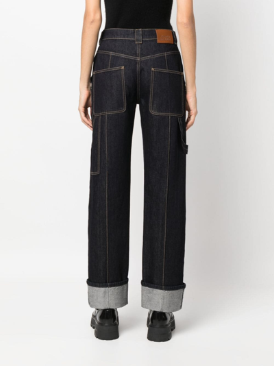 Shop Alexander Mcqueen Turn-up Straight-leg Jeans In Blau