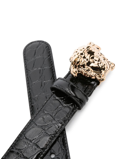 Shop Versace Medusa Head-motif Leather Belt In Schwarz