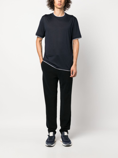 Brunello Cucinelli Black Cotton Blend Straight-leg Trousers In Schwarz