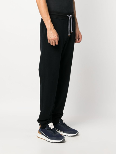 Brunello Cucinelli Black Cotton Blend Straight-leg Trousers In Schwarz