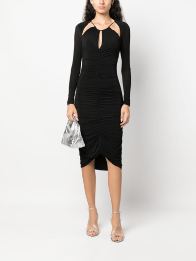 Shop Isabel Marant Cut-out Ruched Midi Dress In Schwarz