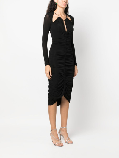 Shop Isabel Marant Cut-out Ruched Midi Dress In Schwarz