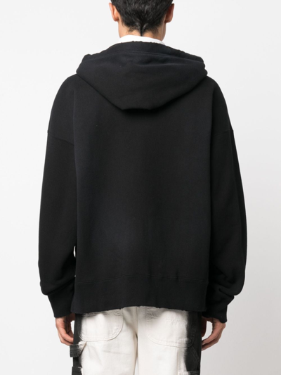 Shop Miharayasuhiro Logo-embroidered Cotton Hoodie In Black