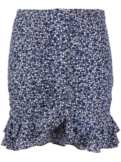 Shop Isabel Marant Milendi Floral-print Ruched Miniskirt In Blau