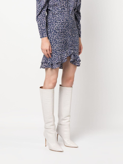 Shop Isabel Marant Milendi Floral-print Ruched Miniskirt In Blau