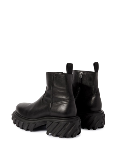 Shop Off-white Exploration Motor Leather Ankle Boots In Black