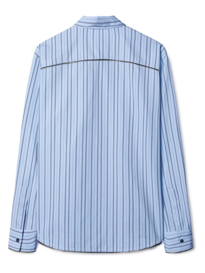 Shop Off-white Zip-embellished Striped Cotton Shirt In Blue