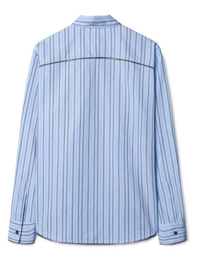 Off-white Gestreiftes Hemd Mit Reissverschlussdetail In Blue