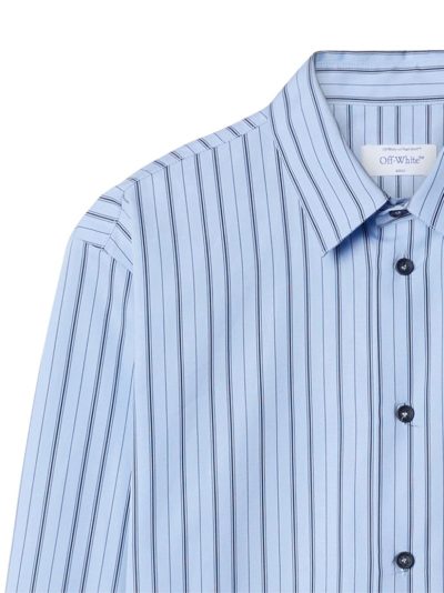 Shop Off-white Zip-embellished Striped Cotton Shirt In Blue