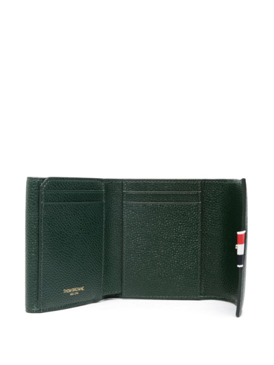 Shop Thom Browne Rwb Stripe Pebbled Leather Wallet In Grün