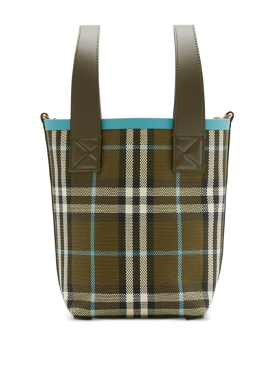 Shop Burberry Mini London Check-pattern Tote Bag In Grün