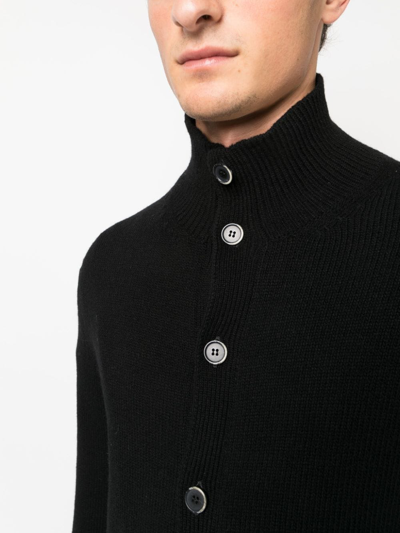 Shop Barena Venezia Intarsia-knit High-neck Cardigan In Schwarz