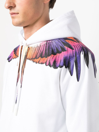 Shop Marcelo Burlon County Of Milan Wings-print Organic-cotton Hoodie In Weiss