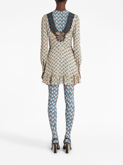 Etro Graphic-print Ruffle-detailing Dress In Nude