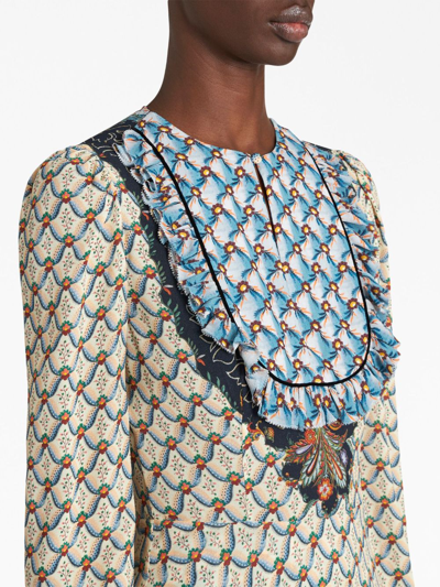 Etro Graphic-print Ruffle-detailing Dress In Nude
