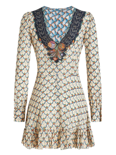 Etro Graphic-print Ruffle-detailing Dress In Nude
