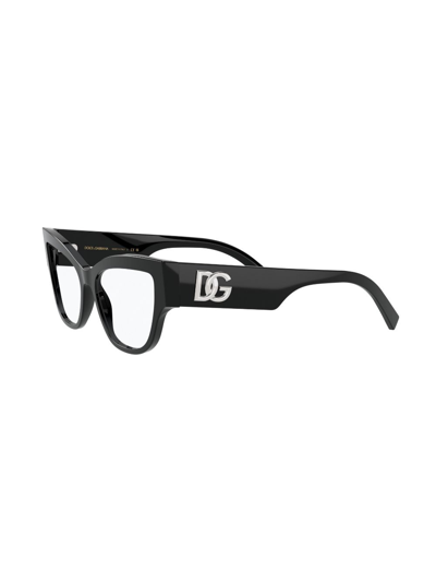 Shop Dolce & Gabbana Cat Eye-frame Logo-lettering Glasses In Schwarz