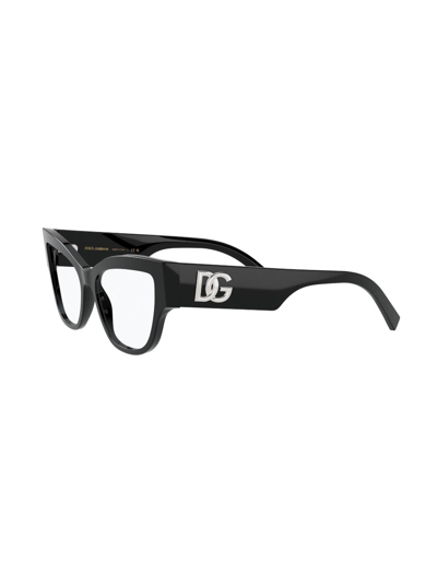 Dolce & Gabbana Cat Eye-frame Logo-lettering Glasses In Schwarz