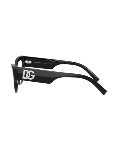 Shop Dolce & Gabbana Cat Eye-frame Logo-lettering Glasses In Schwarz