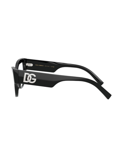 Dolce & Gabbana Cat Eye-frame Logo-lettering Glasses In Schwarz