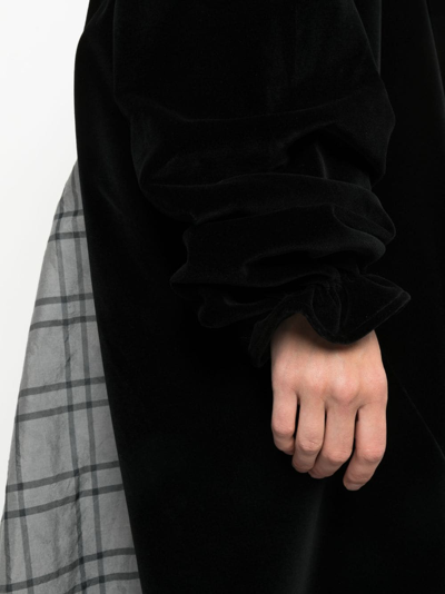 Maison Margiela Black And Gray Bi-material Dress. Flared Cut. Checked Gray Silk Fr In Schwarz