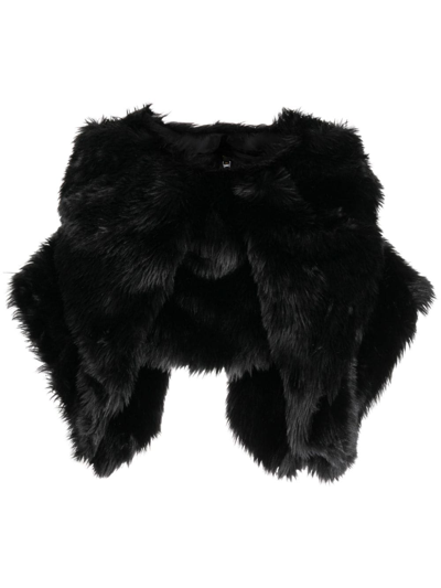 Shop Comme Des Garçons Fur-design Cropped Blouse In Black
