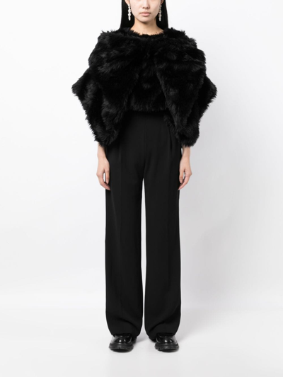 Shop Comme Des Garçons Fur-design Cropped Blouse In Black