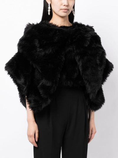 Shop Comme Des Garçons Fur-design Cropped Blouse In Black