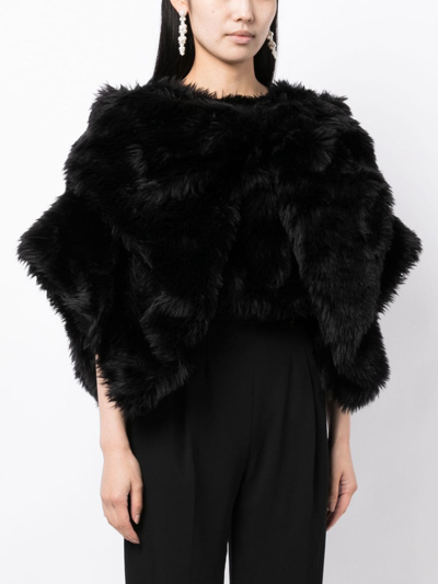 Comme Des Garçons Fur-design Cropped Blouse In Black