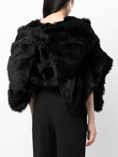 Shop Comme Des Garçons Fur-design Cropped Blouse In Black