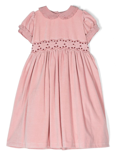 Mariella Ferrari Ruffled-detail Velvet Cotton Dress In Pink